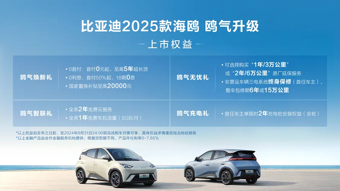 比亞迪2025款海鷗上市 12項(xiàng)升級(jí)/售價(jià)6.98萬元起